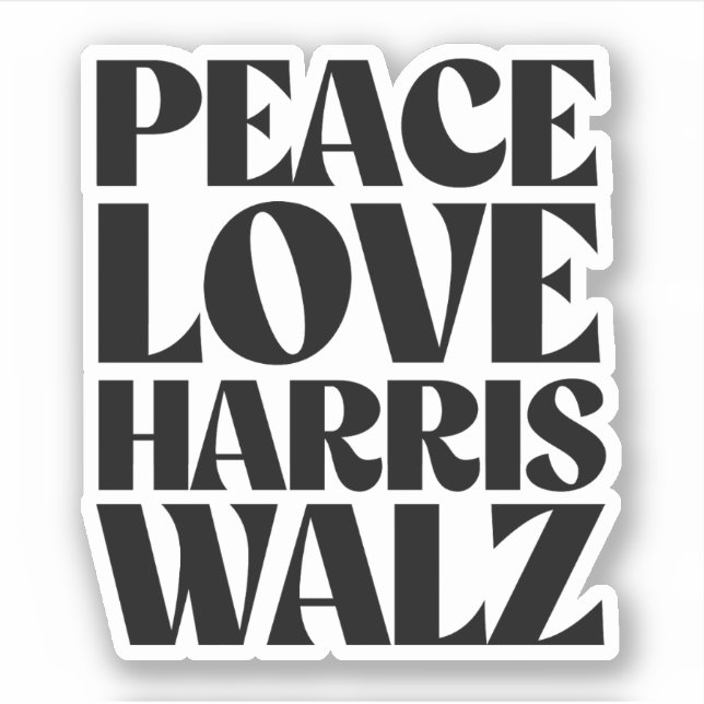 Pegatina Peace Love Harris Walz (Anverso)