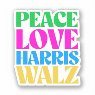 Pegatina Peace Love Harris Walz