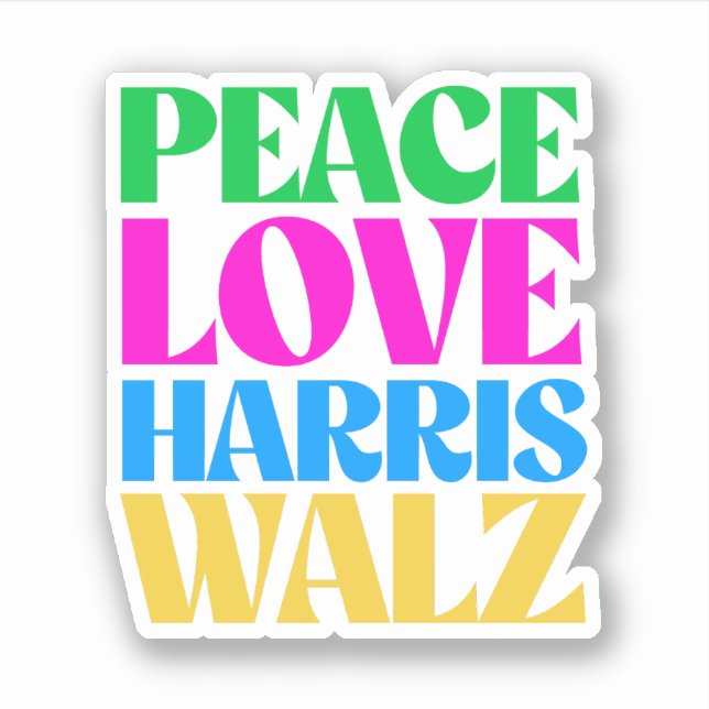 Pegatina Peace Love Harris Walz (Anverso)