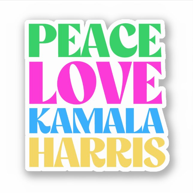 Pegatina Peace Love Kamala Harris (Anverso)