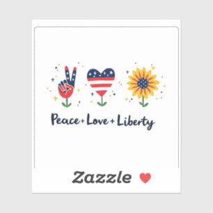 Pegatina Peace Love Liberty Cute USA
