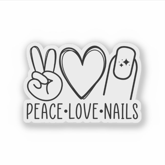 Pegatina Peace Love Nails Sticker: Nail Artist Gift (Anverso)