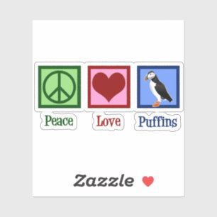 Pegatina Peace Love Puffins