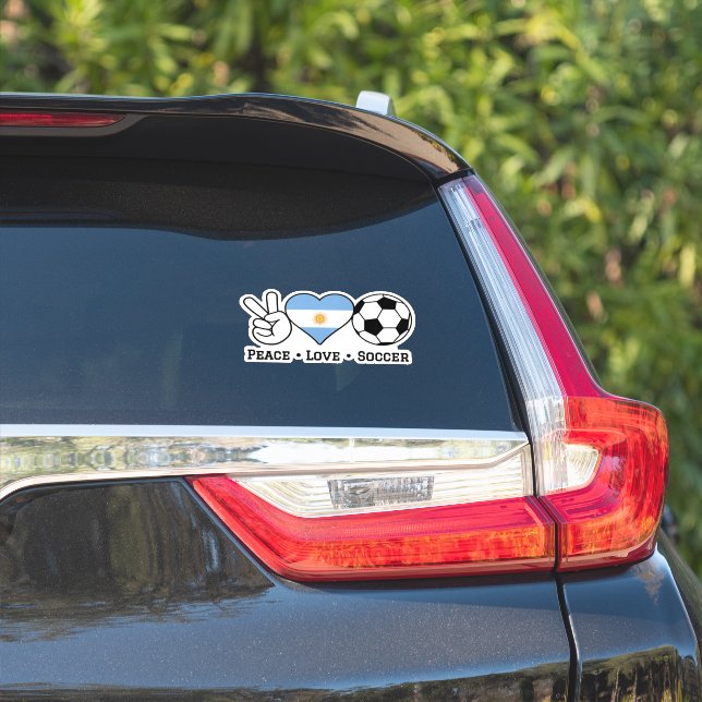 Pegatina Peace Love Soccer Argentina (Lado del coche)