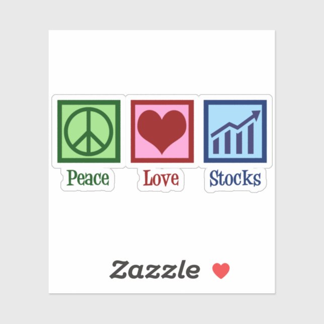 Pegatina Peace Love Stocks Mercado de Valores Funny (Hoja)