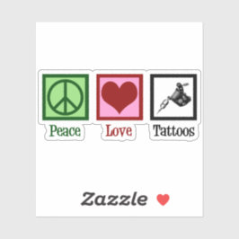 Pegatina Peace Love Tattoos Cute Tattoo Artista Gun