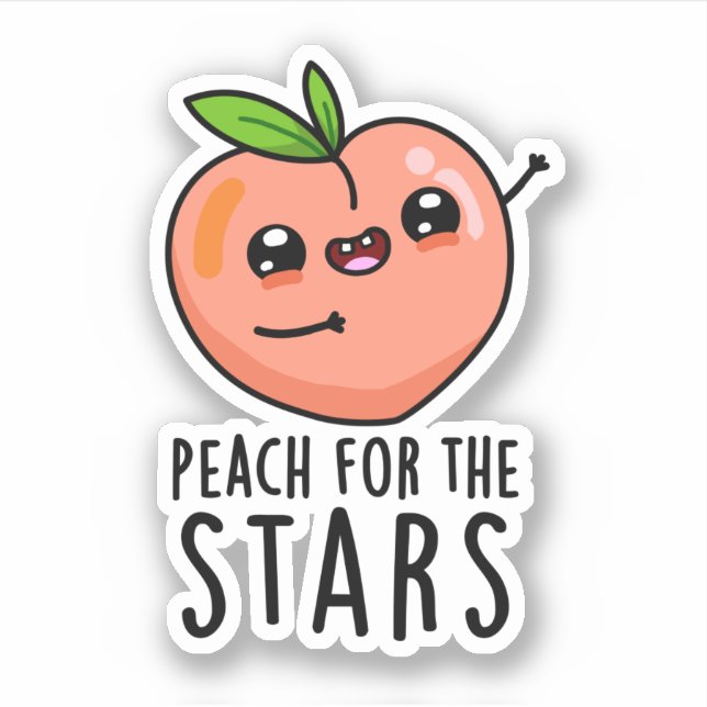 Pegatina Peach For The Stars Funny Fruit Pun (Anverso)