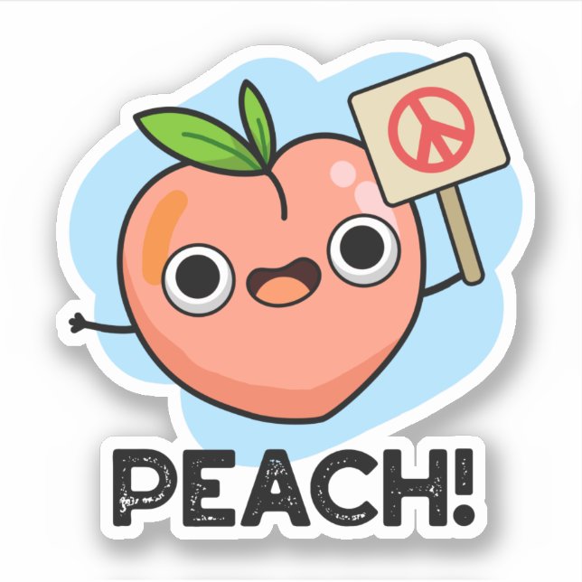 Pegatina Peach Funny Peace Fruit Pun (Anverso)