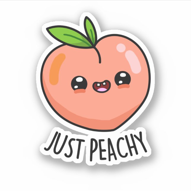 Pegatina Peach Pun sólo divertido de Peachy (Anverso)
