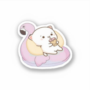 Pegatina Peach Y Goma Mochi Cat