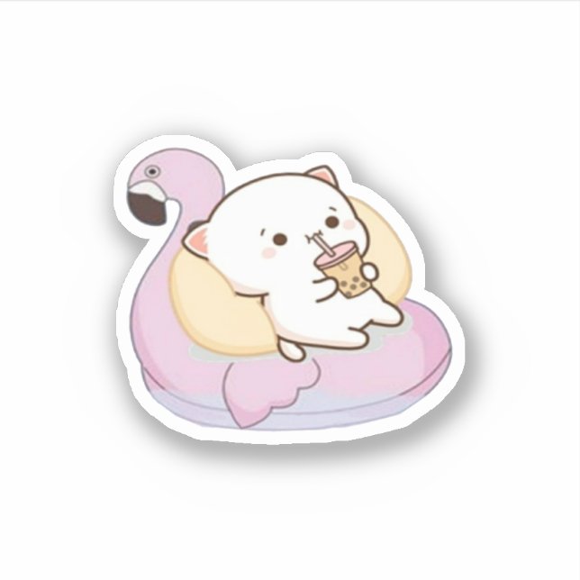 Pegatina Peach Y Goma Mochi Cat (Anverso)