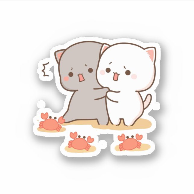 Pegatina Peach Y Goma Mochi Cat (Anverso)