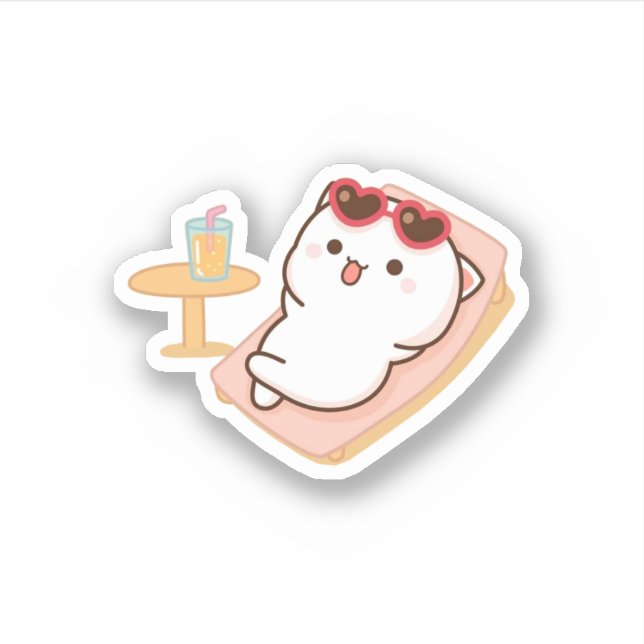 Pegatina Peach Y Goma Mochi Cat (Anverso)