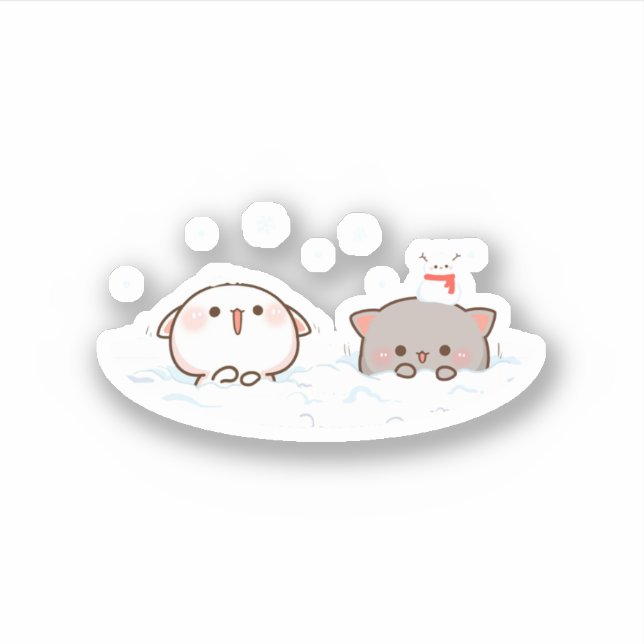 Pegatina Peach Y Goma Mochi Cat, Feliz Navidad (Anverso)