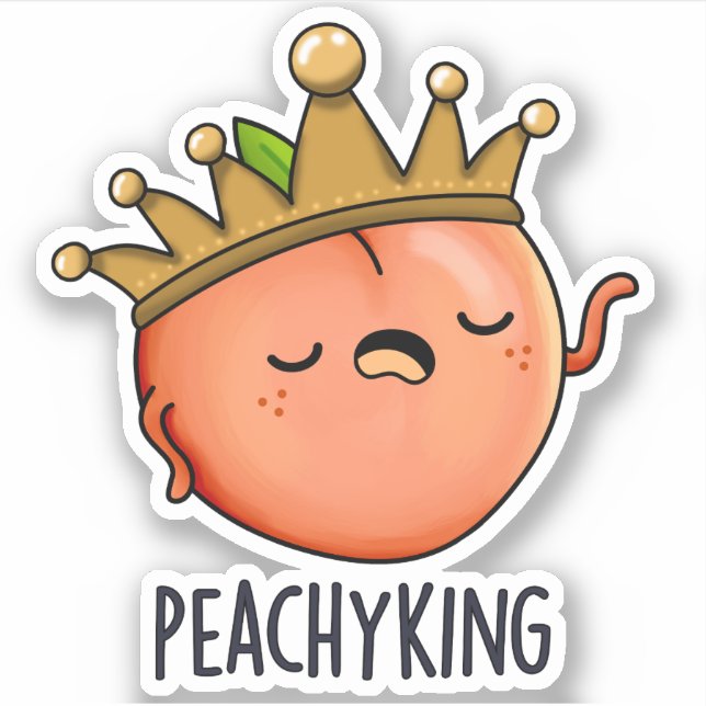 Pegatina Peachy King Funny Peach Pun (Anverso)