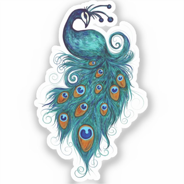 Pegatina Peacock Feathers Art (Anverso)