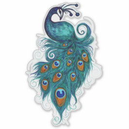 Pegatina Peacock Feathers Peacocks Verde azulados