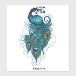 Pegatina Peacock Feathers Peacocks Verde azulados