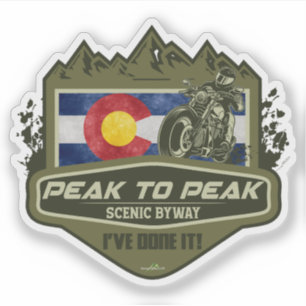 Pegatina Peak to Peak Scenic Byway en moto 01