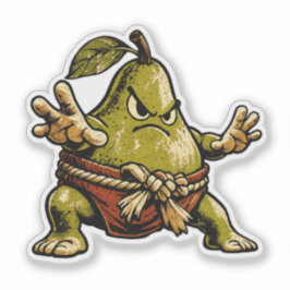 Pegatina Pear Sumo — Funny Fruit Sumo Wrestler Vintage 