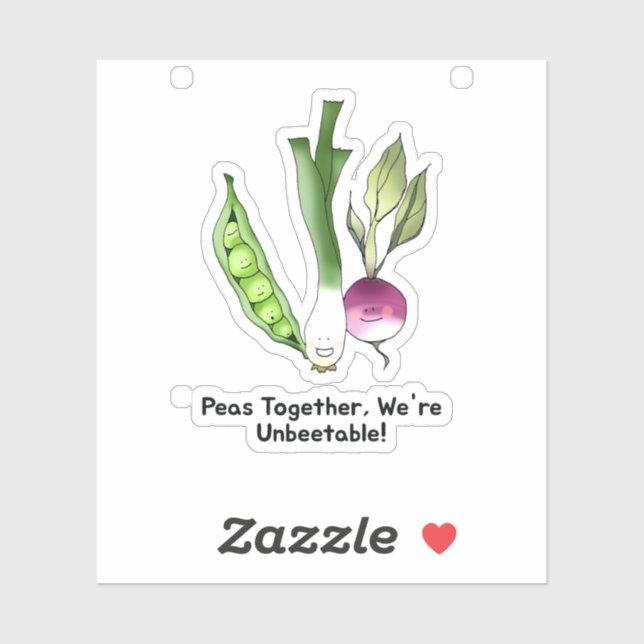 Pegatina Peas and Veggie Best Friends Pun (Hoja)