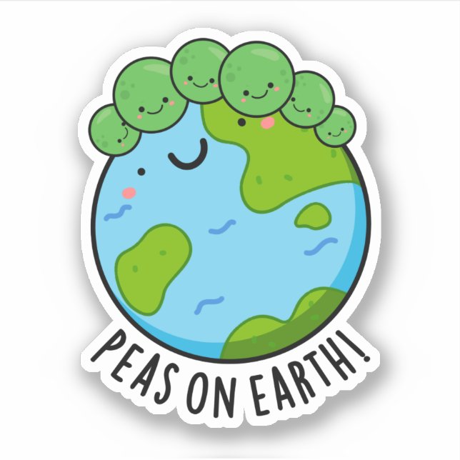 Pegatina Peas On Earth Funny Veggie Peace Pun (Anverso)