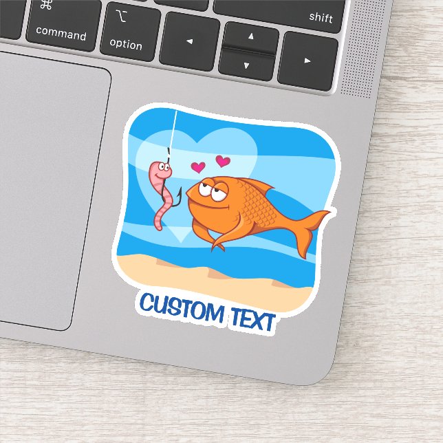 Pegatina Peces y cebo enamorados (Detalle)