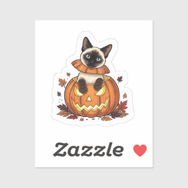 Pegatina Peek de calabaza siamés - gato siamés lindo de Hal (Hoja)