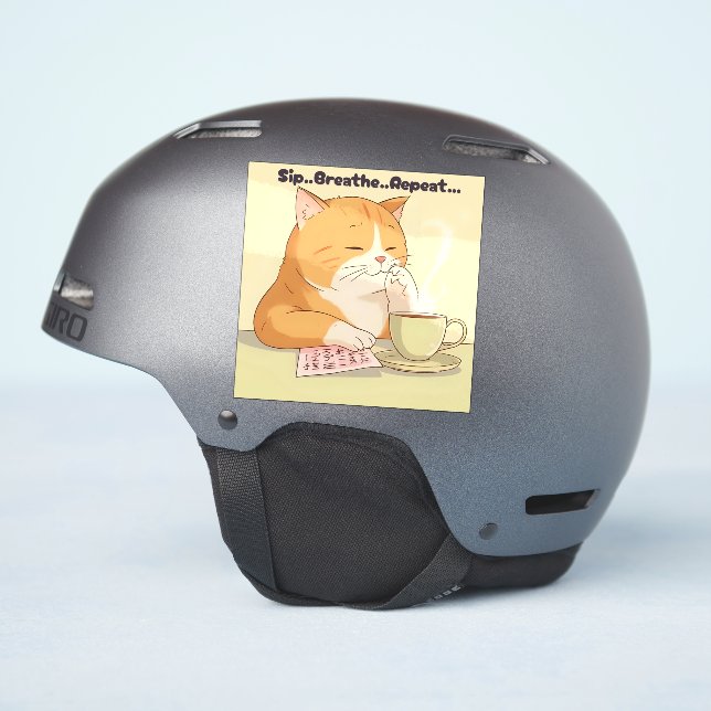 Pegatina "Pegatina de gato kawaii" (Lado del casco)