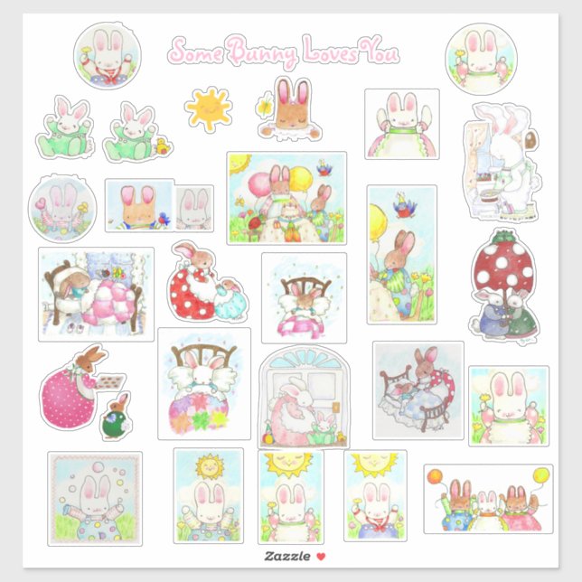 Pegatina ¡Pegatinas conejitas! (Hoja)