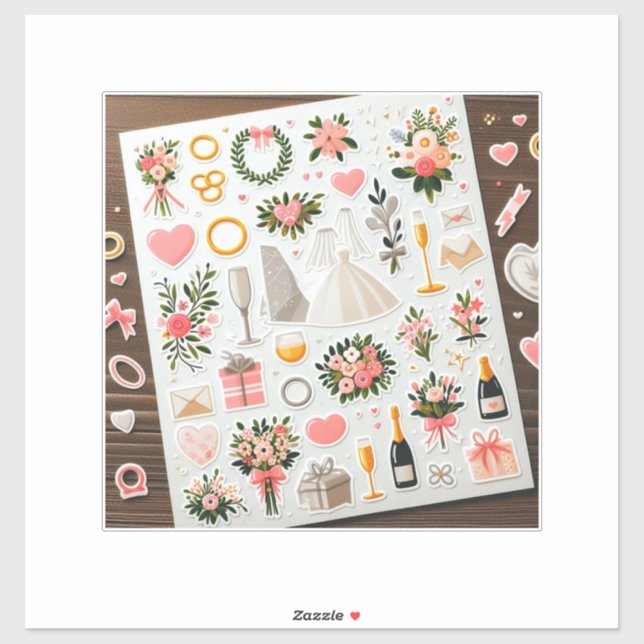 Pegatina "Pegatinas de bodas románticas" (Hoja)