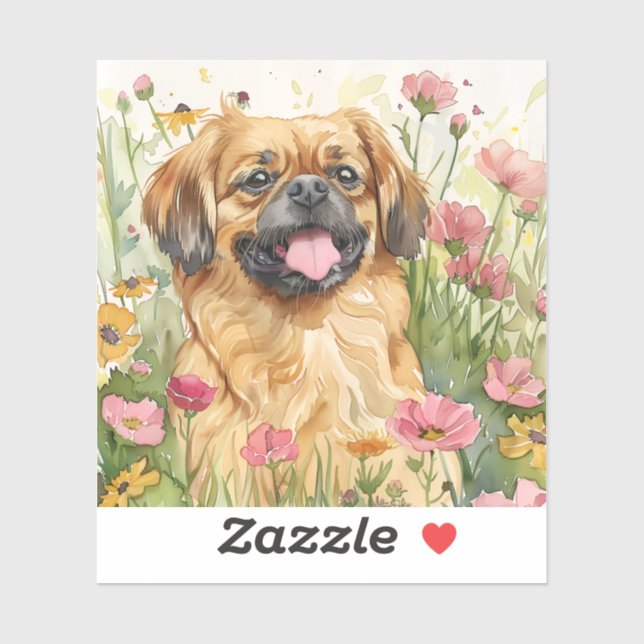 Pegatina Pekingese Sticker – Watercolor Design (Hoja)
