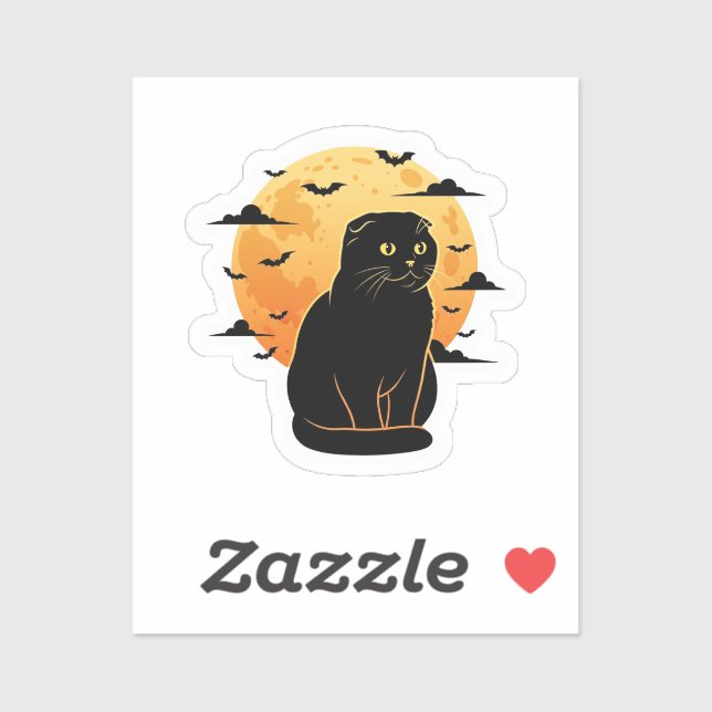 Pegatina Pelada y luna llena - Halloween de gatos fritos es (Hoja)