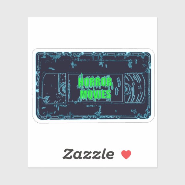 Pegatina Películas de terror VHS Azul negro (Hoja)