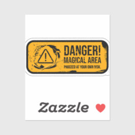 Pegatina Peligro Área Mágica Rótulo de Grunge Weathered