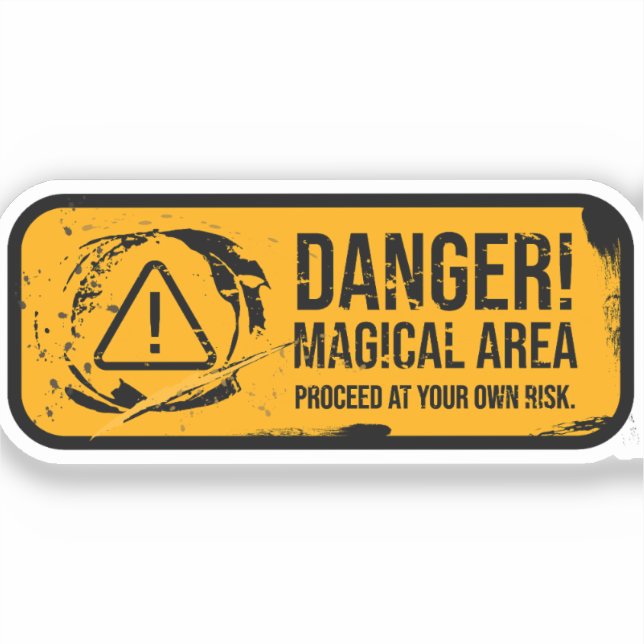 Pegatina Peligro Área Mágica Rótulo de Grunge Weathered (Anverso)