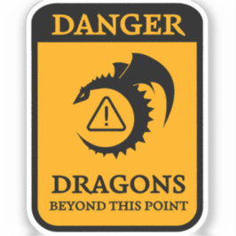Pegatina Peligro: Dragones Más Allá De Este Punto Rótulo