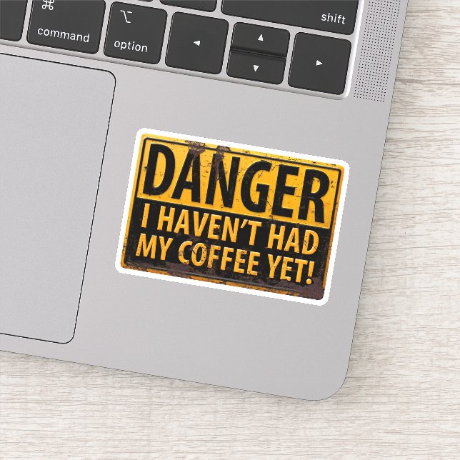 Pegatina PELIGRO, ¡Todavía no he comido mi café! Rótulo Rus (Detalle)