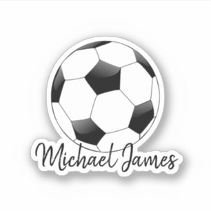 Pegatina Pelota de fútbol de Michael blanco y negro de cort