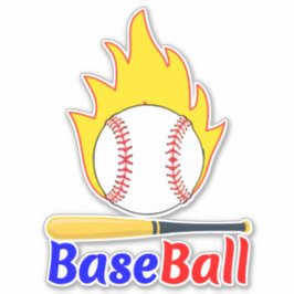 Pegatina Pelota y Bate de Béisbol Divertidos, Fan
