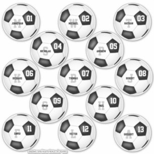 Pegatina pelotas de fútbol de 13 personas personalizadas in