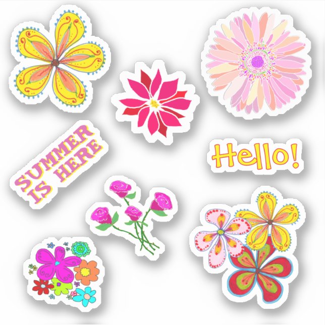 Pegatina Pen Pal Floral Shaped Stickers Hand-drawn (Anverso)