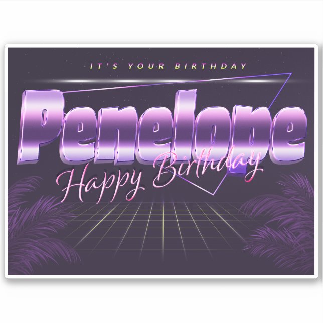 Pegatina Penelope Name Vorname retro Sticker Geburtstag (Anverso)