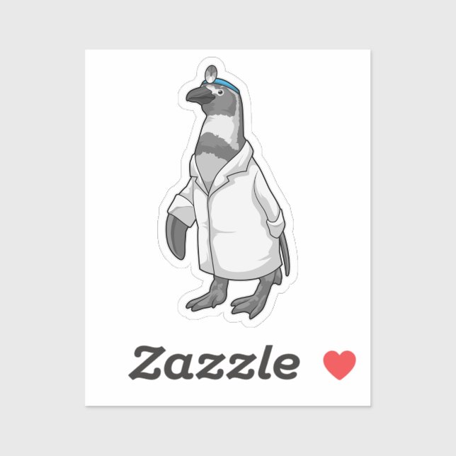 Pegatina Penguin as Doctor with Doctor's coat (Hoja)