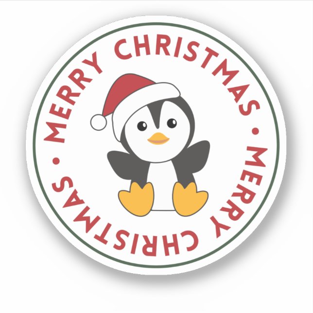 Pegatina Penguin Christmas Snow Winter Animals Penguins Sti (Anverso)