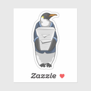 Pegatina Penguin como secretario con pila de papel