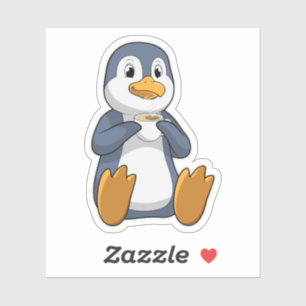 Pegatina Penguin con Copa de Café