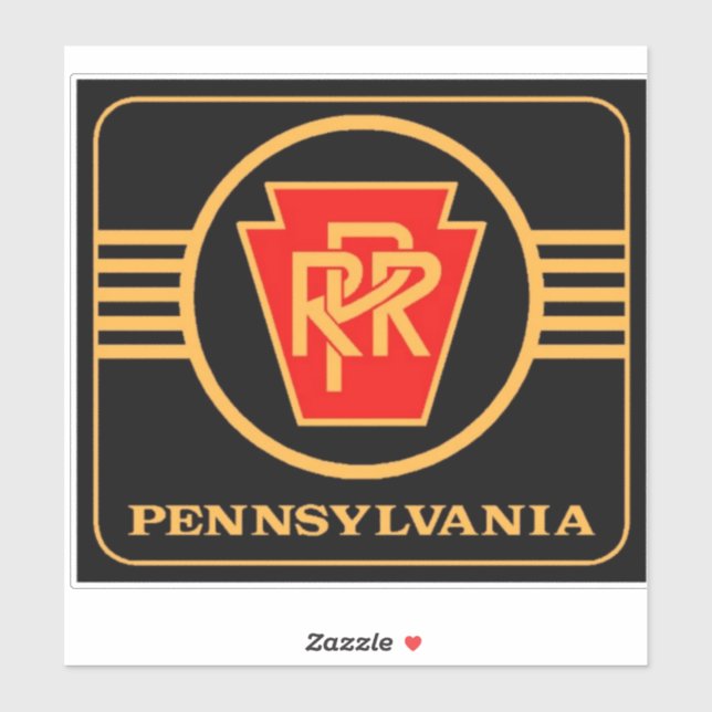 Pegatina Pennsylvania Railroad Black and  Gold large Square (Hoja)