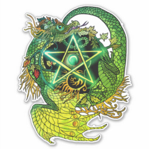 Pegatina Pentáculo de estilo Art Nouveau Dragon