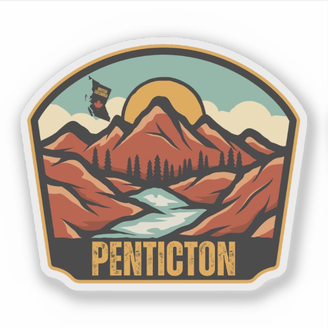 Pegatina Penticton, Columbia Británica (Anverso)
